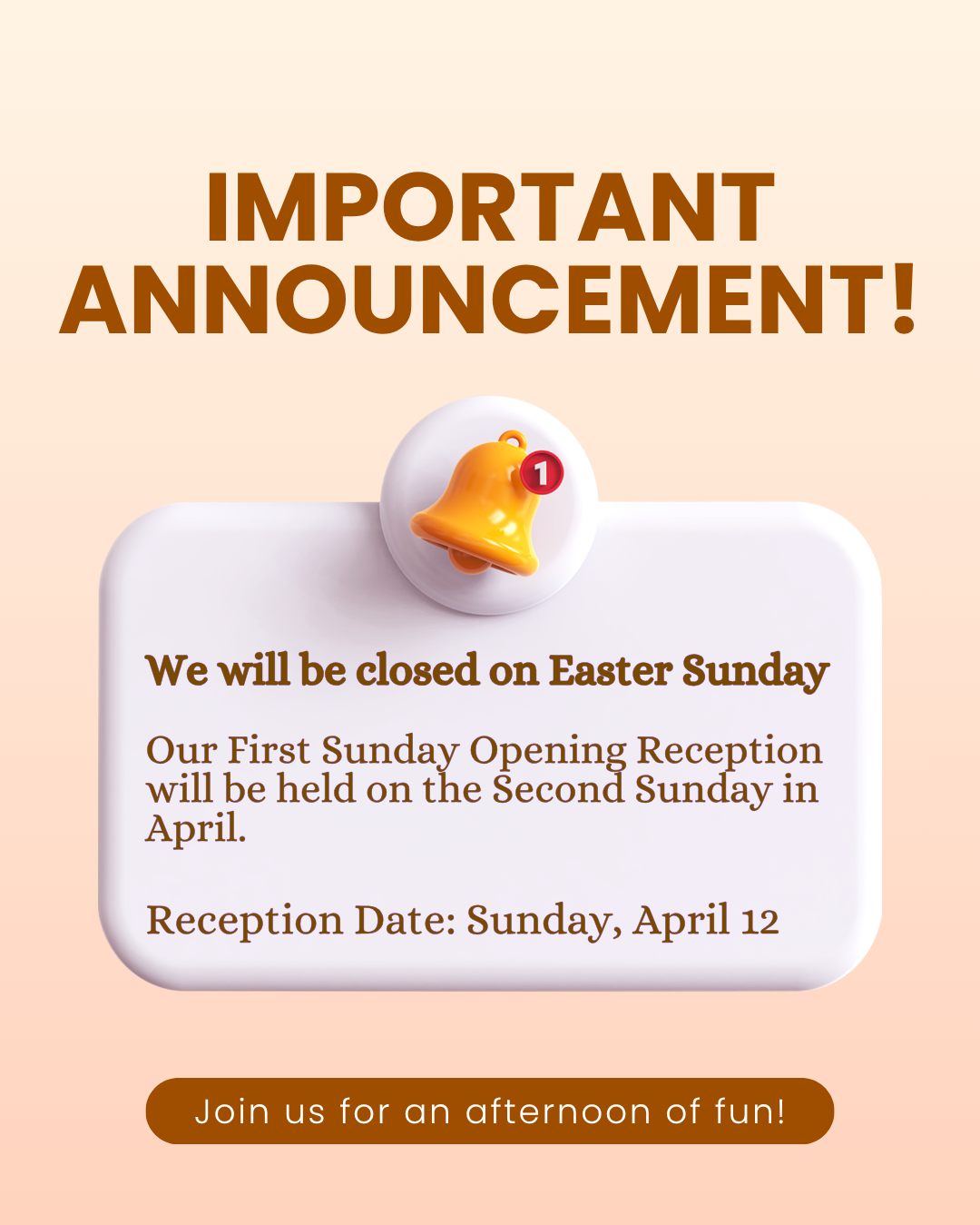 Brown White Simple Important Announcement Instagram Post