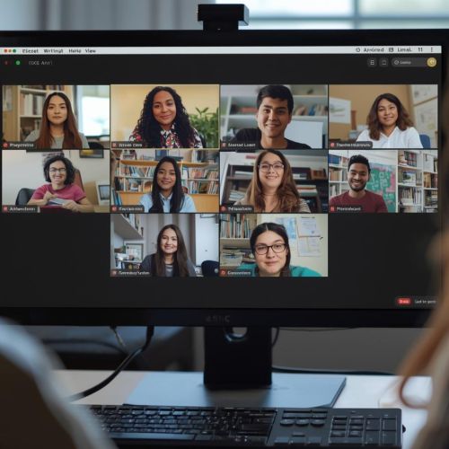 Real Life Virtual Youth Writing Workshop Showing Virtual Screen